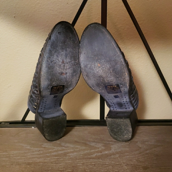 Freebird by Steven Woven Leather Sofia Mules‎ Clogs Heel Blue Grey Size 8 - Picture 6 of 6